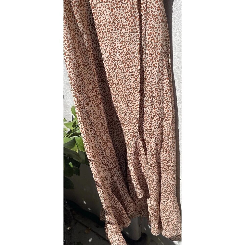 Pretty Garden Long Sleeve Boho Leopard Print Maxi Dress Women’s Sz M Ruffle Hem - Picture 13 of 13